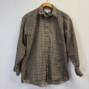 Munsingwear Mens Business Neutral Casual Plaid Button Up Top Size L Preppy Basic